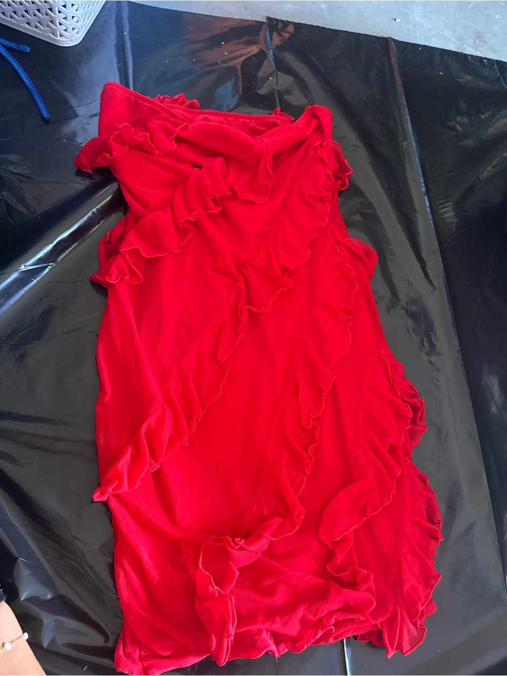 Red Ruffle Sleeveless Women's Dress